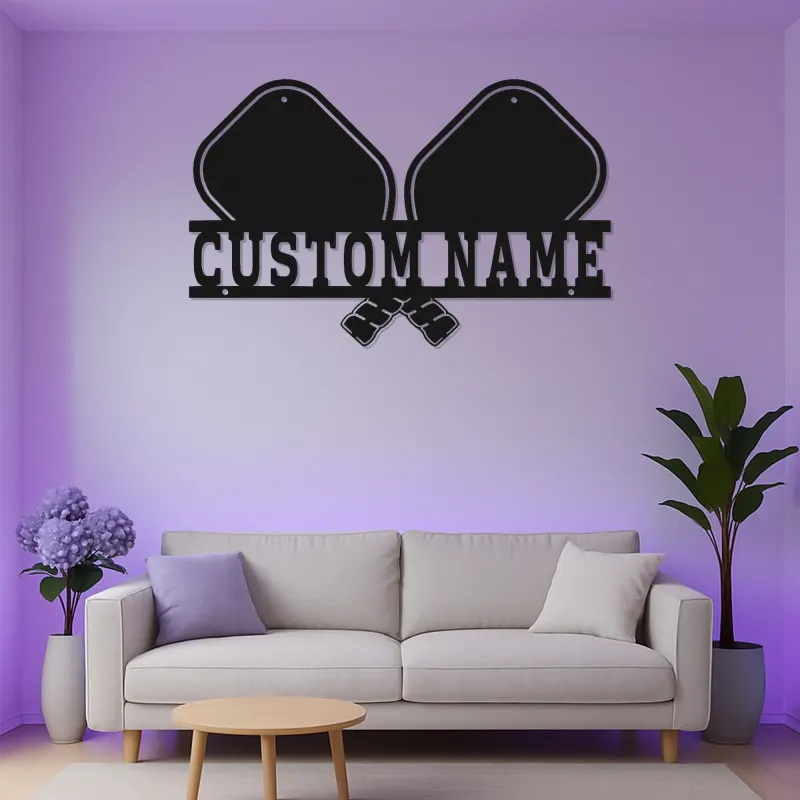 Personalized Pickleball Sign with LED | Custom Metal Name Art | Game Room Decor & Player Gift