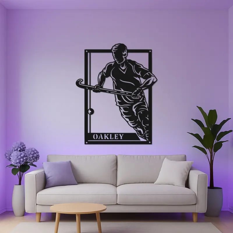 Personalized Field Hockey Sign | LED Metal Wall Art | Custom Player Name | Game Room Decor & Athlete Gift