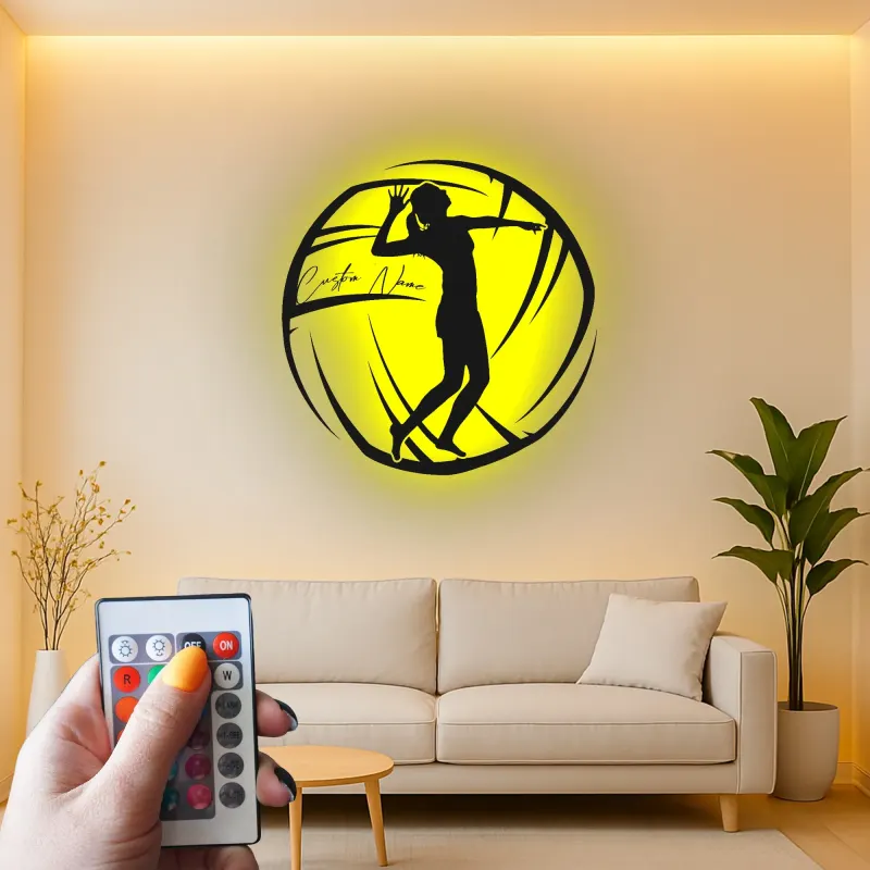 Insegna in metallo personalizzata con luce LED per giocatore di pallavolo - Regalo per atleti e appassionati di sport