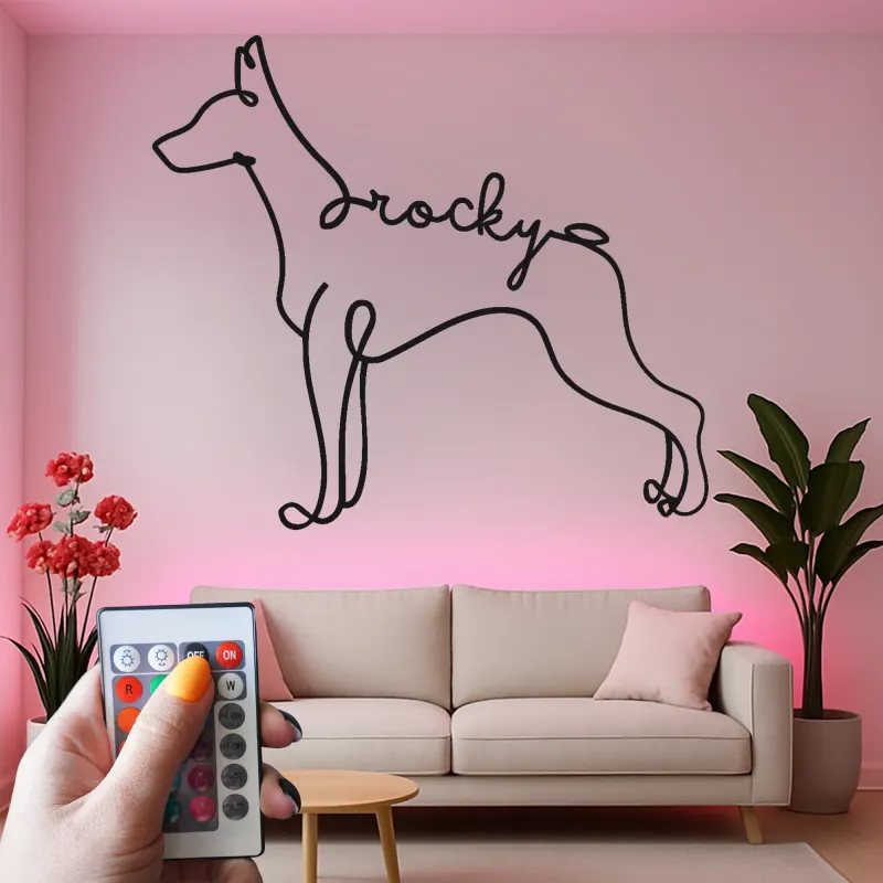 Insegna in metallo LED personalizzata per Doberman Pinscher - Regalo unico per amanti dei cani - Decorazione per soggiorno