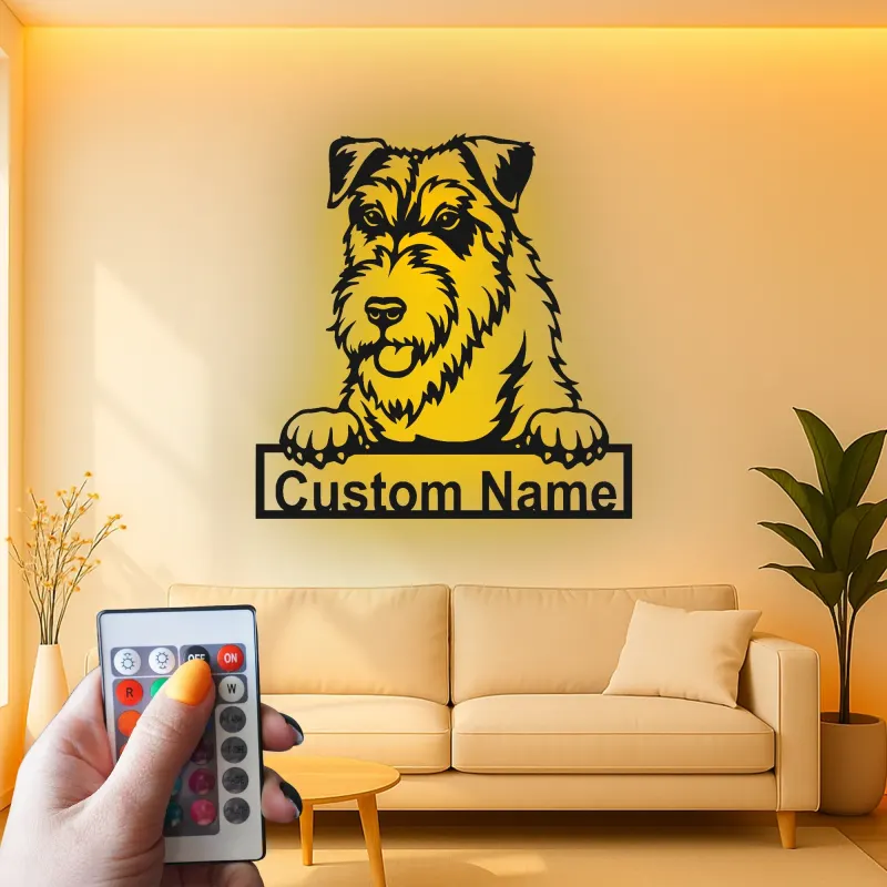 Insegna in metallo LED personalizzata Schnauzer regalo per amanti dei cani decorazione per soggiorno