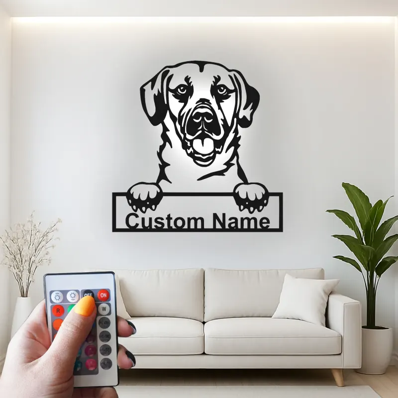 Personalisierte Labrador LED-Licht Metall-Wandkunst für Hundeliebhaber