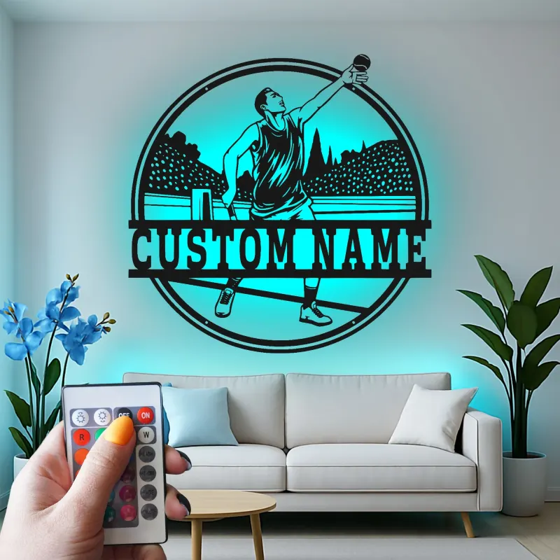 Custom Tennis Player LED Metal Wall Art | Personalized Name Sign | Athlete Bedroom Decor | Premium Sports Gift