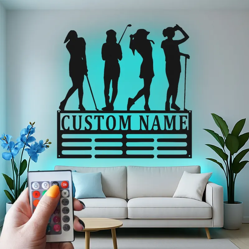 Custom Women's Golf Sign with LED | Personalized Metal Wall Art for Her | Golf Team Gift & Clubhouse Decor