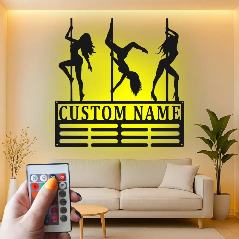 Cartel de Baile en Barra Personalizado | Silueta de Bailarina LED Arte de Pared | Regalo Personalizado para Estudio o Cueva de Hombre