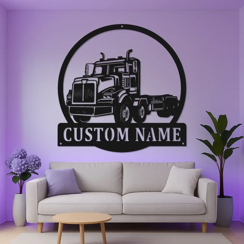 Cartel LED de Camión Personalizado | Decoración Mural de Metal de Gran Camión a Medida | Regalo para Camionero | Decoración de Garaje para Hombres