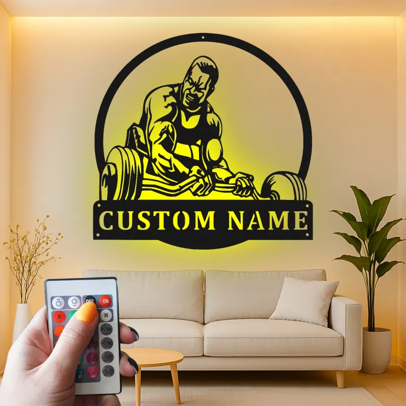 Insegna in metallo LED personalizzata per sollevatori di pesi, regalo per appassionati di palestra, decorazione per palestra domestica
