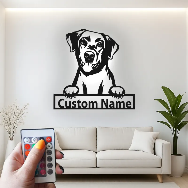 Insegna in metallo LED personalizzata per cani - Regalo per genitori di animali - Decorazione per soggiorno per amanti dei cani 1