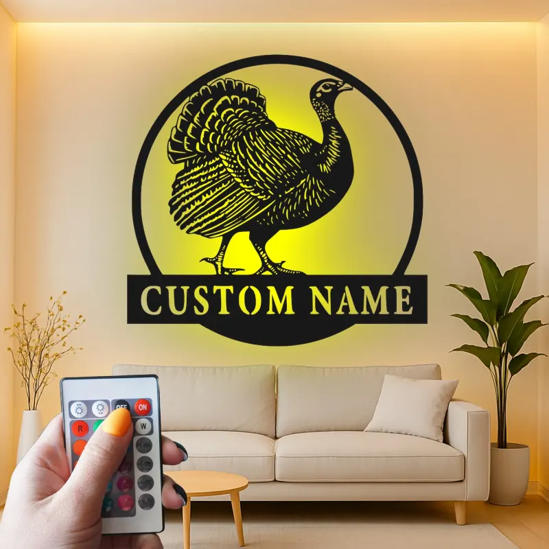 Cartel de metal LED personalizado de pavo para regalo de acción de gracias, decoración para cocina o comedor