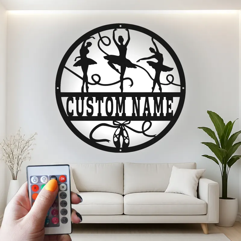 Décoration murale en métal personnalisée Danseuse de ballet avec rétroéclairage LED Cadeau pour danseur Décor de studio ou de chambre