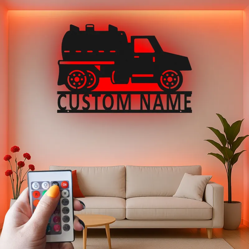 Custom Septic Truck Sign | Personalized LED Metal Wall Art | Gift for Truck Driver | Garage & Man Cave Decor