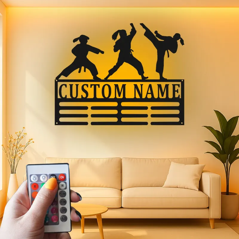 Personalized Martial Arts Metal Sign | Custom Karate LED Wall Art | Dojo & Gym Decor | Martial Artist Gift