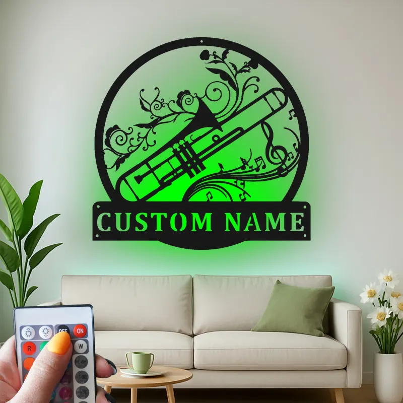 Custom Trumpet Led Light Metal Wall Art Personalized Musician Gift Music Room Decor for Brass Lovers
