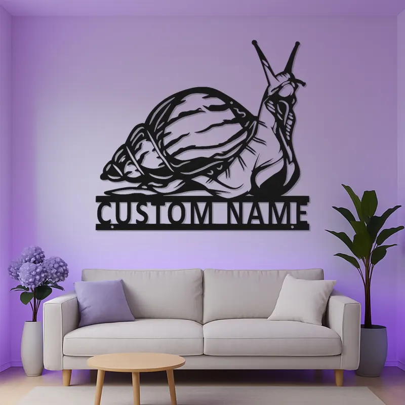 Custom Snail Metal Wall Art | LED Backlit Garden Sign | Personalized Patio Decor | Nature Lover Gift