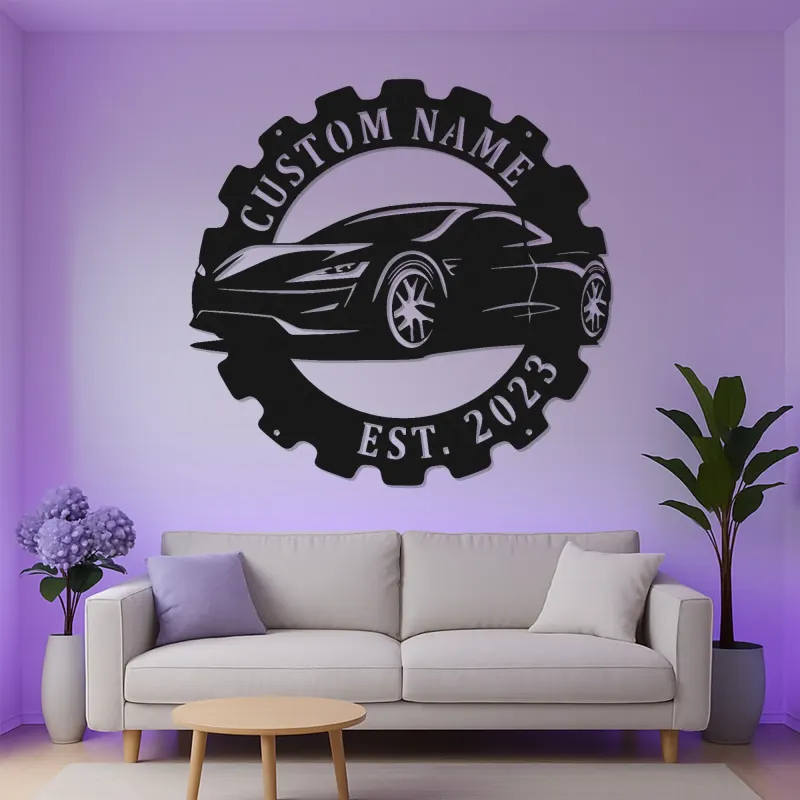 Personalized Car LED Sign | Custom Metal Wall Art for Garage | Sports Car Enthusiast Gift | Man Cave Decor