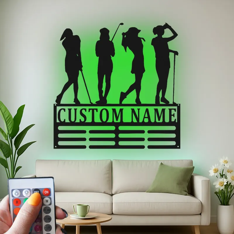 Custom Women's Golf Sign with LED | Personalized Metal Wall Art for Her | Golf Team Gift & Clubhouse Decor