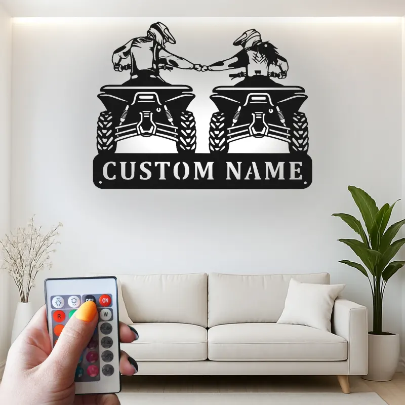 Cartel de metal LED personalizado para motorista de ATV, regalo personalizado para entusiastas del off-road, decoración para garaje o man cave 2