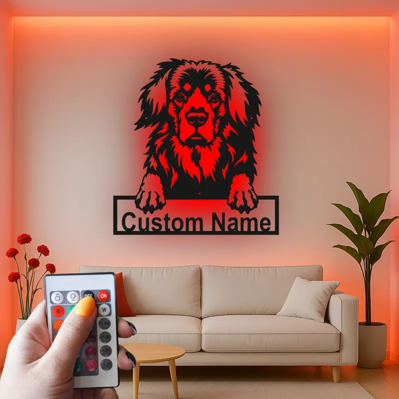 Custom Bernese Mountain Dog Led Light Metal Wall Art Personalized Dog Lover Gift Living Room Pet Decor