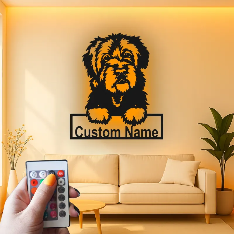 Décoration murale en métal LED personnalisée de chien de berger - Cadeau pour amoureux des animaux