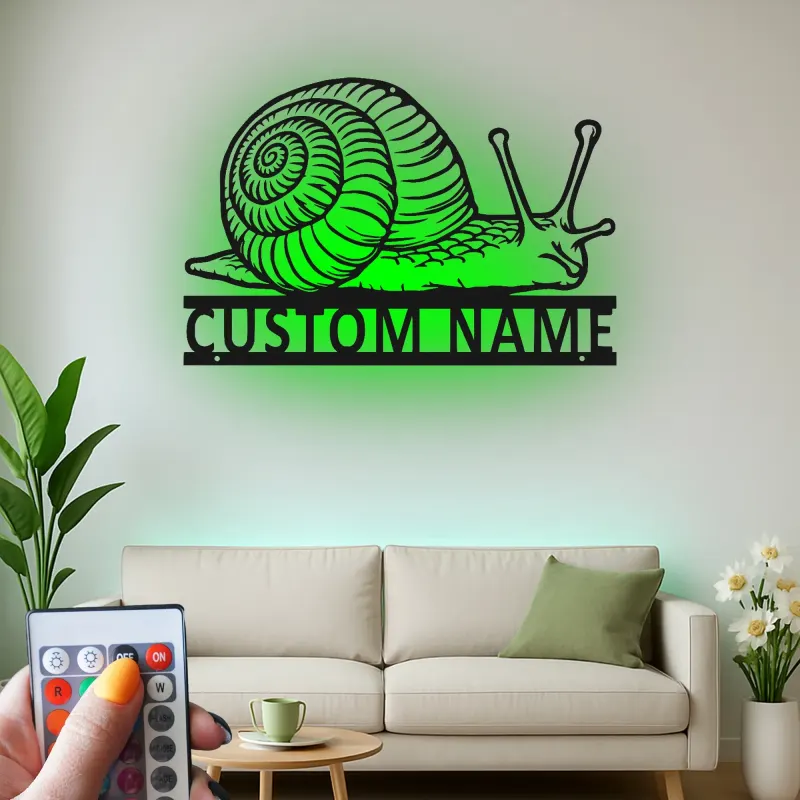 Personalized Snail LED Sign | Custom Metal Garden Art | Outdoor Nature Lover Gift | Whimsical Yard Decor