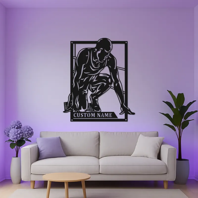 Runner LED Metal Wall Art | Personalized Sprinter Sign | Custom Track Athlete Gift | Modern Sports Decor for Room