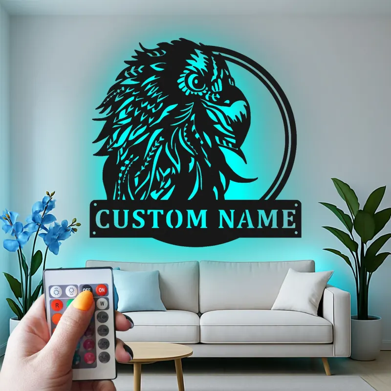 Arte murale in metallo personalizzata con pappagallo | Insegna LED personalizzata per decorazione di patio e ufficio | Targa tropicale per amanti degli uccelli