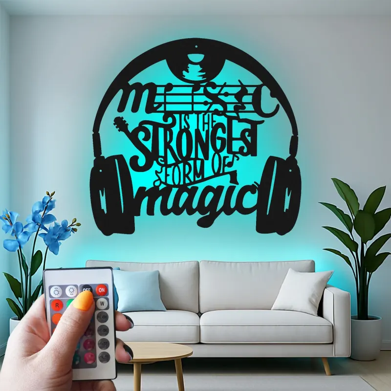 Cartel de metal LED con cita musical, regalo para amantes de la música, decoración para dormitorio o estudio