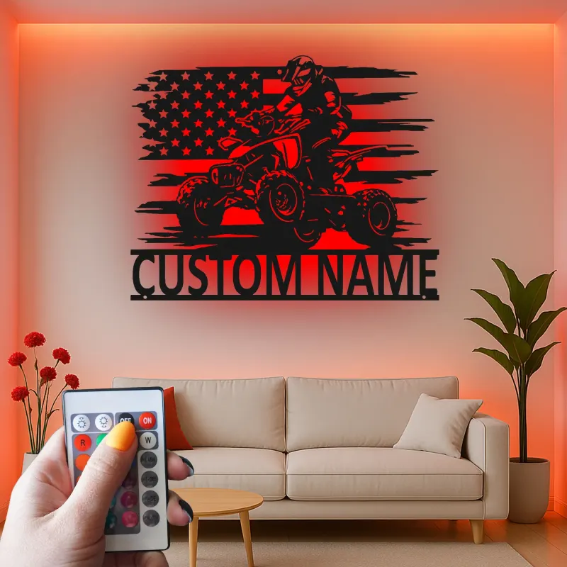 Cartel de metal LED personalizado para motorista de ATV, regalo personalizado para entusiastas del off-road, decoración para man cave