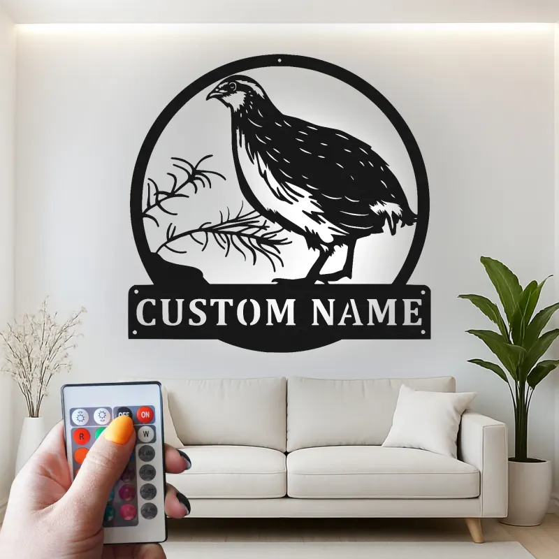 Custom California Quail Metal Sign | LED Backlit Wildlife Wall Art | Personalized Hunter Decor | Rustic Lodge Gift