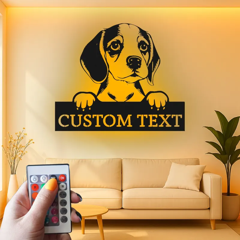 Custom Beagle Led Light Metal Wall Art Personalized Dog Lover Gift Living Room Pet Decor 4