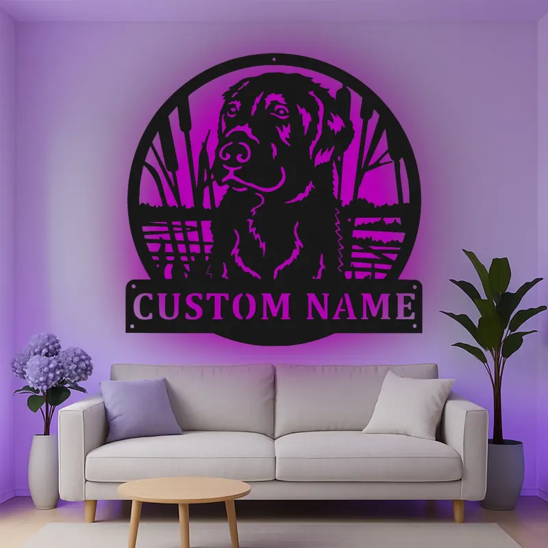 Personalisierte Labrador Retriever LED-beleuchtete Metall-Wandkunst – Geschenk für Hundeliebhaber