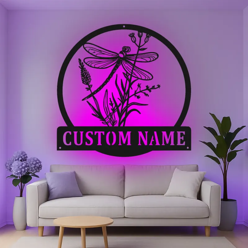 Custom Dragonfly Led Light Metal Wall Art Personalized Nature Lover Gift Garden Room Decor