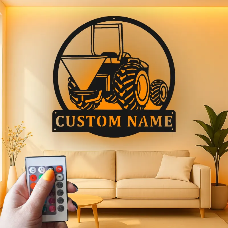 Insegna in metallo LED personalizzata per trattori - Regalo per agricoltori, decorazione per fattoria