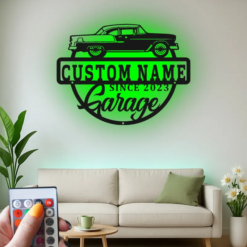 Custom Classic Car Led Light Metal Wall Art Personalized Garage Gift for Him Man Cave Decor 6