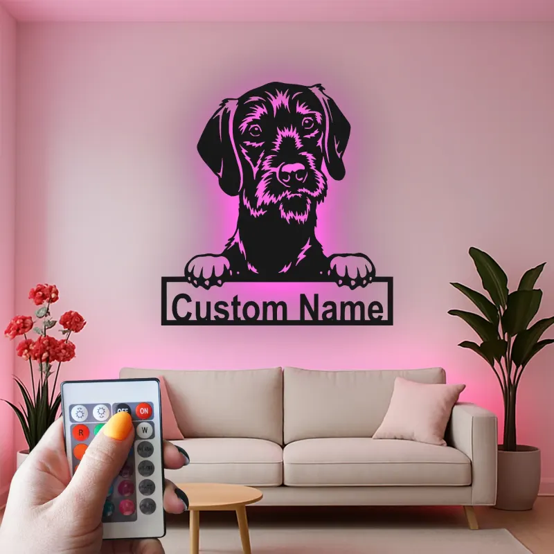 Cartel de metal LED personalizado de raza de perro, regalo para amantes de mascotas, decoración para sala de estar o entrada