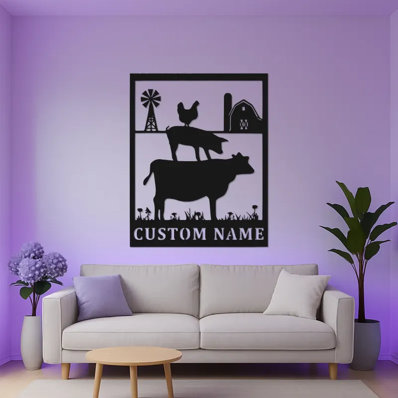 Custom Farm Animals LED Sign | Personalized Metal Wall Art | Rustic Country Decor for Farmer | Barn & Home Accent