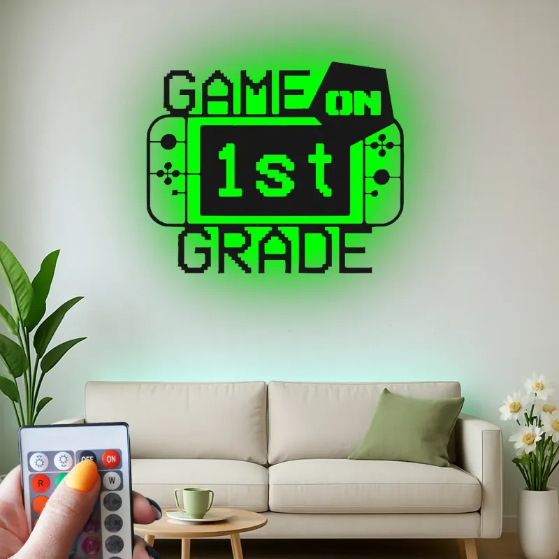 Gamer LED Sign for Wall | Custom 1st Grade Gift | Metal Art for Kids Room | Gaming Decor Light