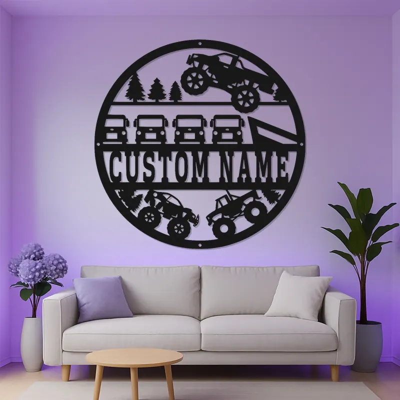 Personalized Monster Truck Sign | LED Metal Wall Art | Custom 4x4 Garage Decor for Man Cave | Off-Road Adventure Gift