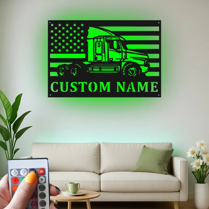Insegna in metallo LED personalizzata per camion semi, regalo per camionisti, decorazione per garage o man cave 10
