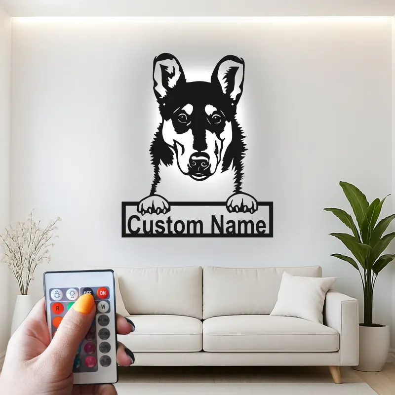 Décoration murale en métal LED personnalisée pour les amoureux des chiens - Berger Allemand 3