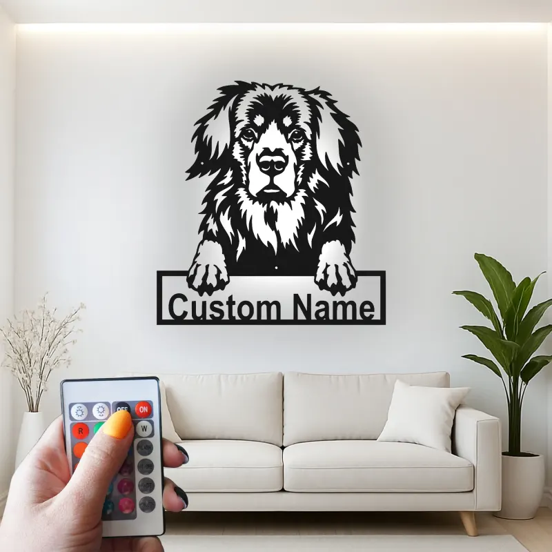 Custom Bernese Mountain Dog Led Light Metal Wall Art Personalized Dog Lover Gift Living Room Pet Decor