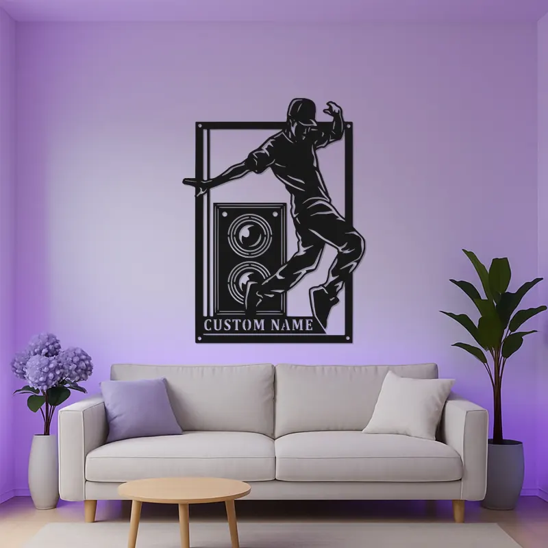 Letrero LED personalizado de bailarín de hip hop | Decoración mural de metal a medida | Decoración para estudio de danza | Luz para habitación juvenil