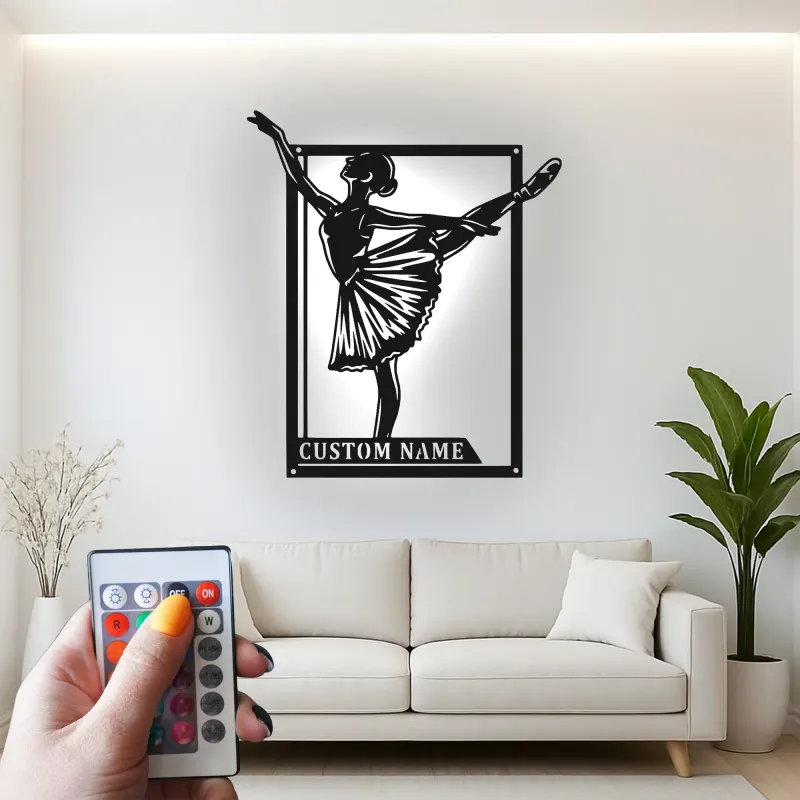 Insegna in metallo LED ballerina personalizzata, regalo di danza per amanti del balletto, decorazione per camera da letto o studio di danza