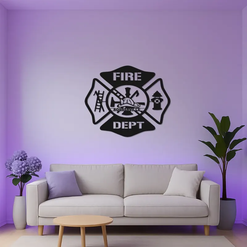 Custom Firefighter LED Sign | Personalized Metal Wall Art | Fire Station Decor & Fireman Gift