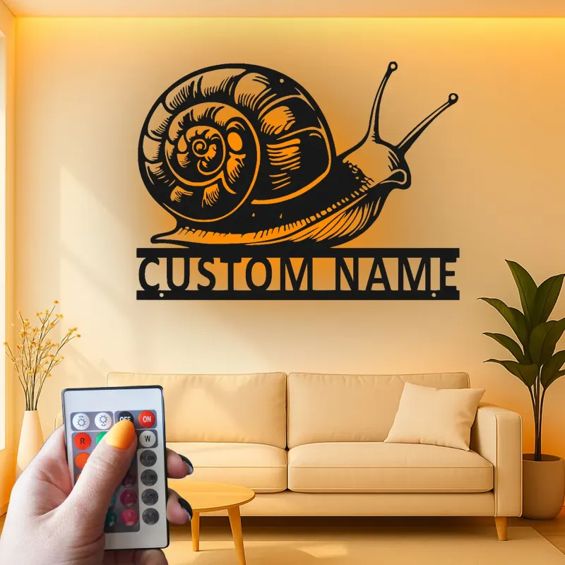 Custom Snail LED Metal Sign | Personalized Gardener Gift | Realistic Patio Wall Art | Outdoor Nature Decor