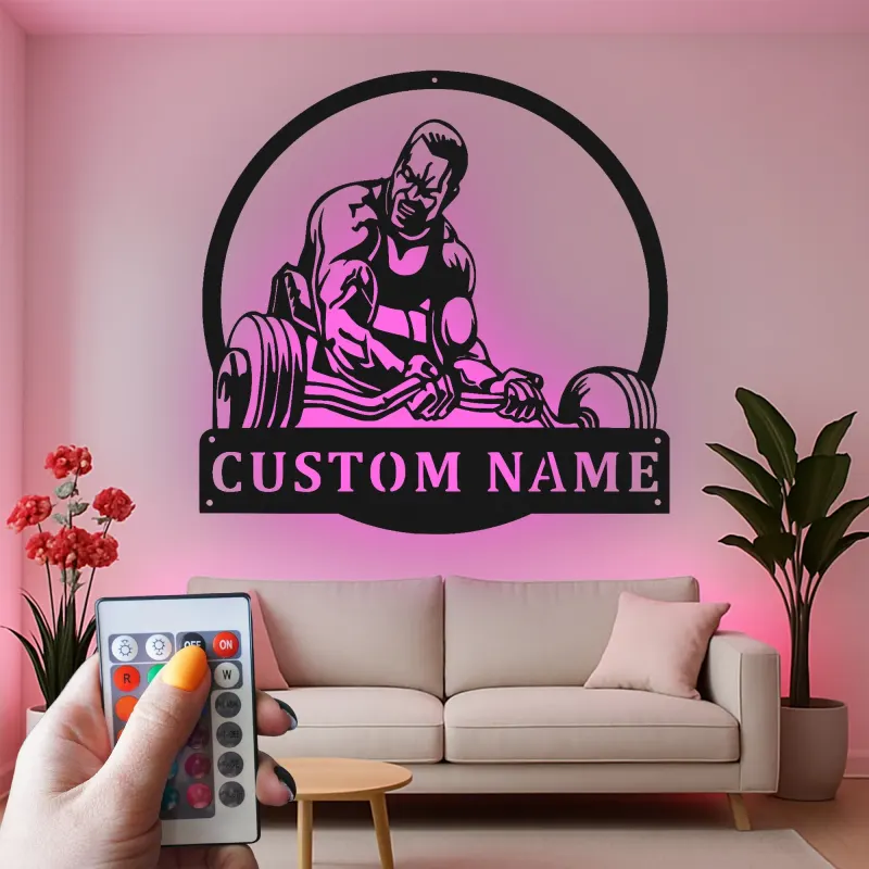 Décoration murale en métal LED personnalisée pour motivation de fitness