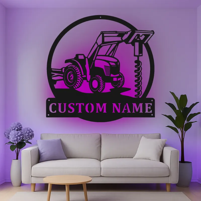 Personalisierte LED-beleuchtete Metall-Wandkunst Traktor Geschenk für Landwirte
