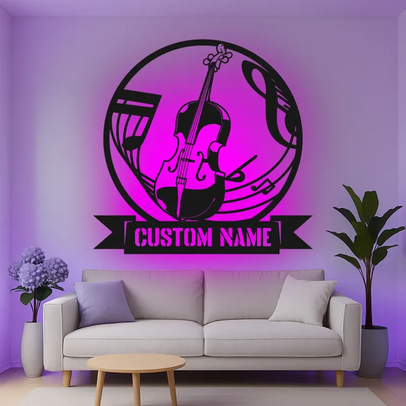 Insegna in metallo LED a forma di violino personalizzata, regalo per musicisti, decorazione per stanza musicale per amanti della musica