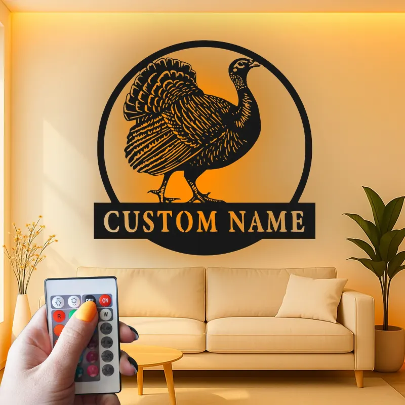 Cartel de metal LED personalizado de pavo para regalo de acción de gracias, decoración para cocina o comedor