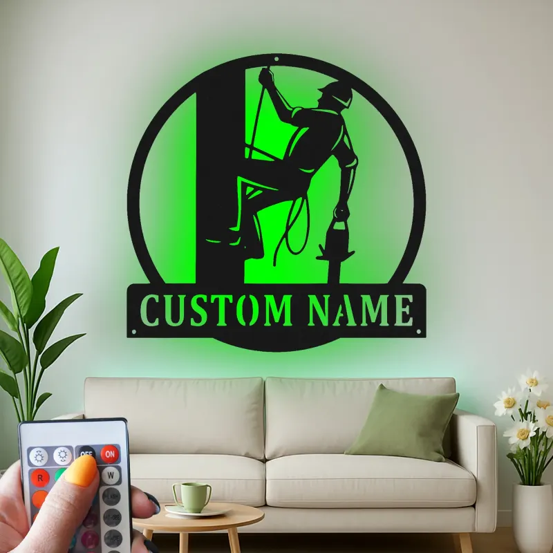 Insegna LED Personalizzata per Lineman | Insegna in Metallo Personalizzata | Regalo per Elettricista | Decorazione per Man Cave